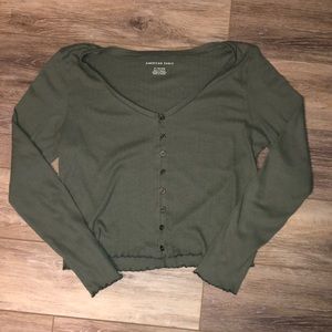 Cropped button down long sleeve